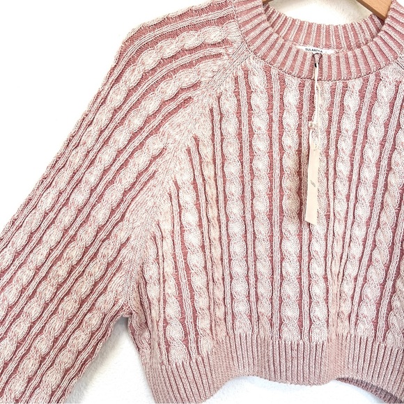 NWT TULAROSA Laney Cropped Pullover Pink Cable Knit Crewneck Sweater Size Small - Picture 6 of 14